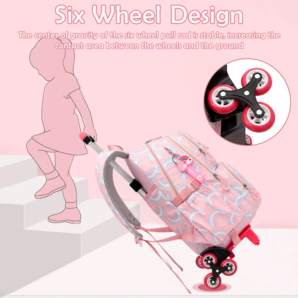 PALAY® School Backpack on 6-Wheel Backpack with Retractable Pull Handle Schoolgirls Backpack Detachable Wheel Stand Design Fashion Travel Backpack School Gift for Girls 6-12 Years Old PALAY® School Backpack on 6-Wheel Backpack with Retractable Pull Handle Schoolgirls Backpack Detachable Wheel Stand Design Fashion Travel Backpack School Gift for Girls 6-12 Years Old